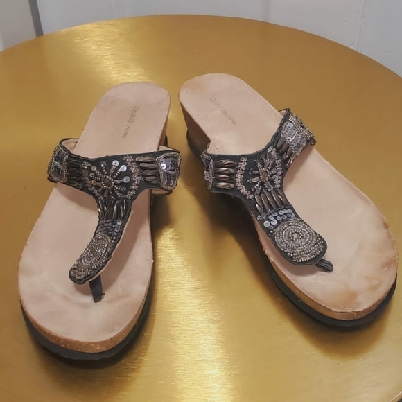 🌴Croft & Barrow Women's Cork Wedge Bead Thong Sandals Size 7.5M - Picture 4 of 8